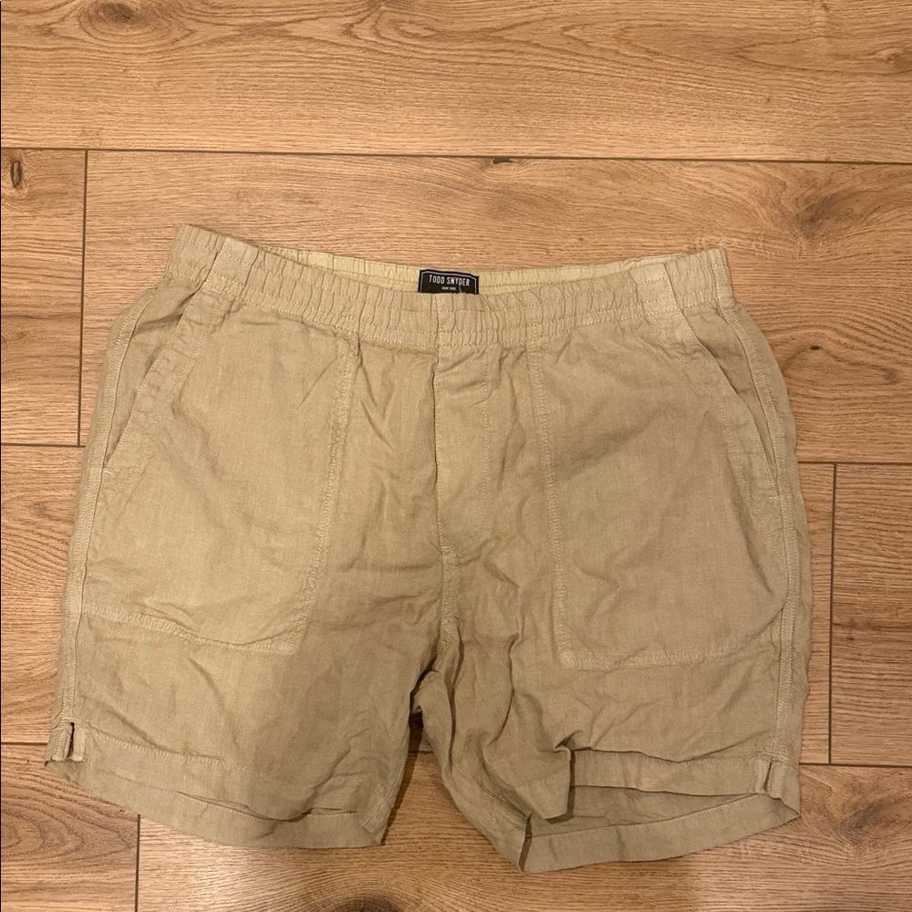 Todd Snyder Men's Linen Shorts Khaki L